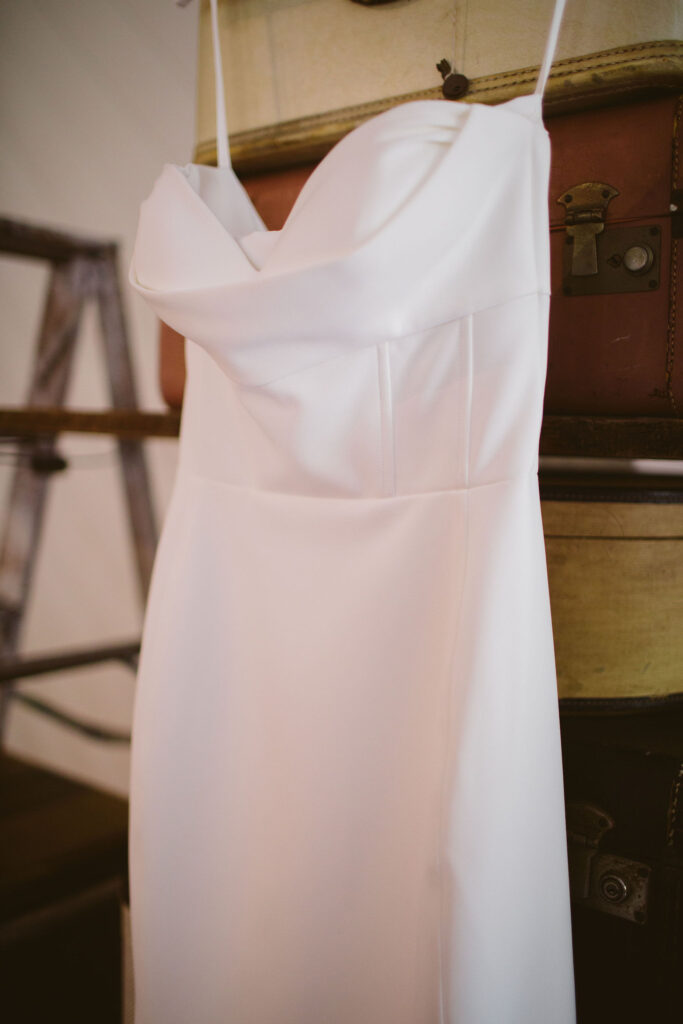 modern minimalist wedding dress with custom bodice 